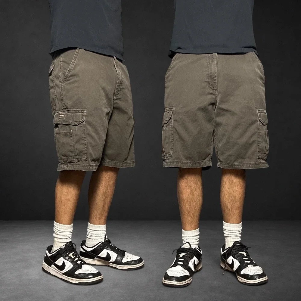 Wrangler Originals Brown Cargo Shorts Skater Baggy Y2K 90s Mens Size 34